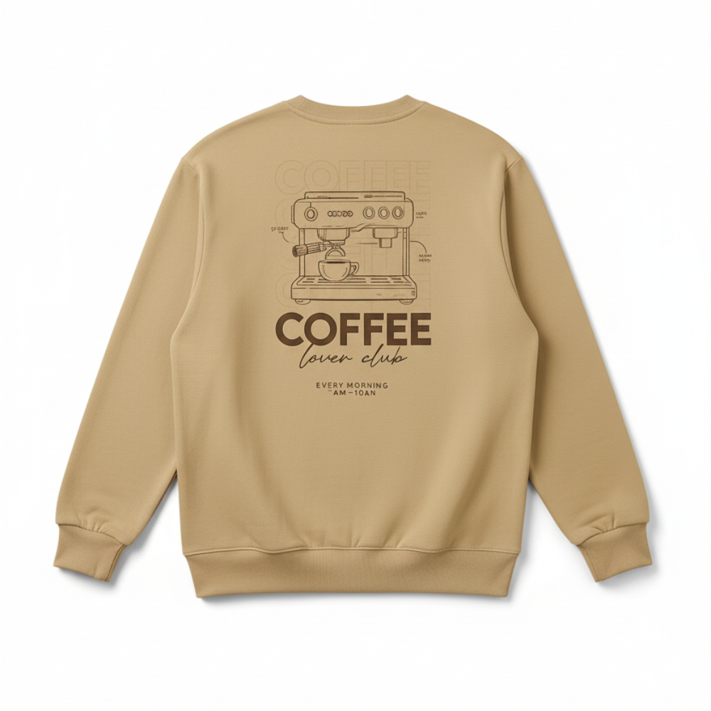 Crewneck sweatshirt med kaffemaskine-print