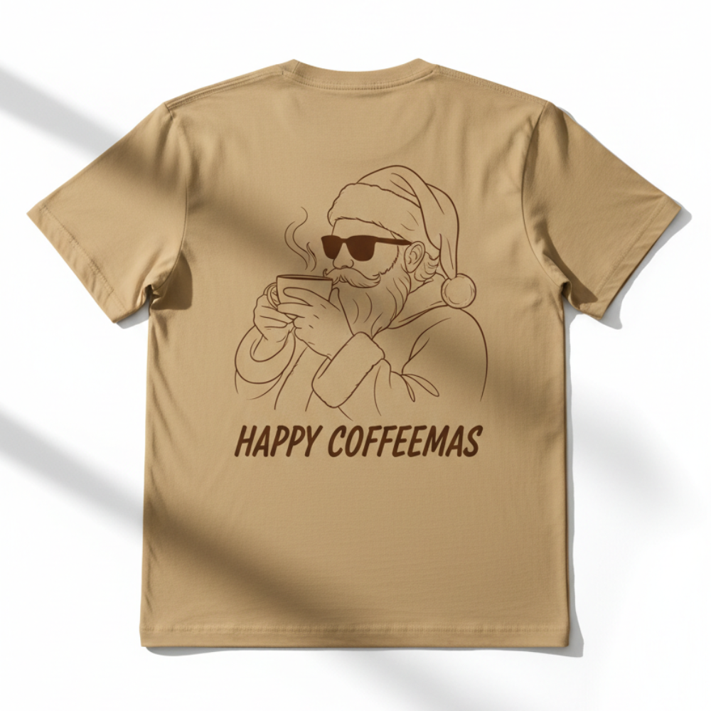 Happy Coffeemas t-shirt med julemand i profil